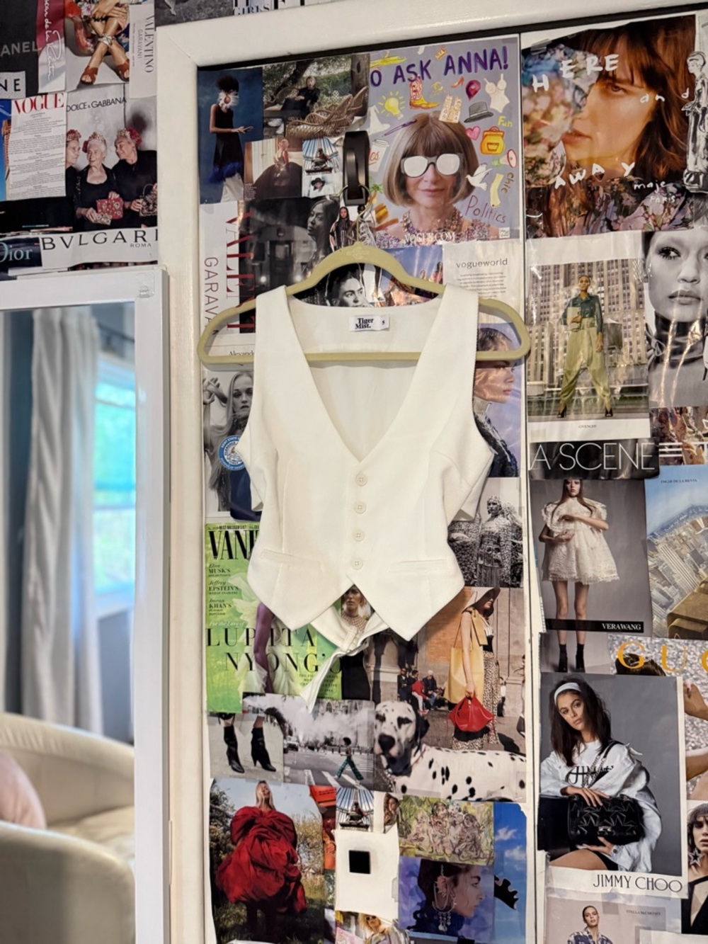 Tiger Mist White Tailored Button-Front Vest